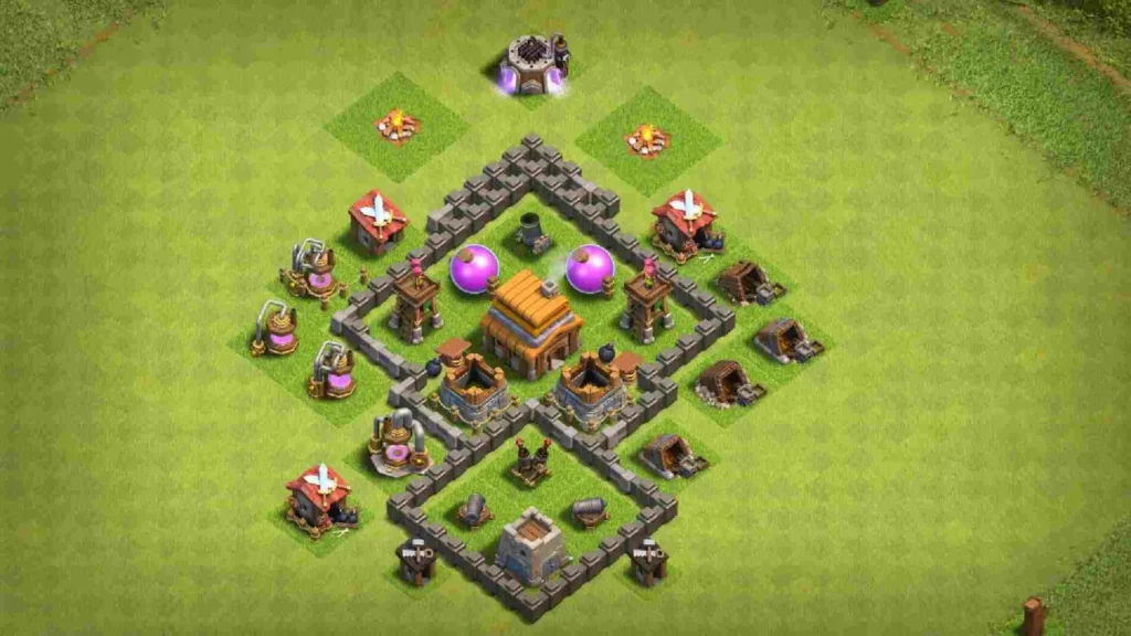 Clash of Clans 4. Seviye Köy Düzeni 2025 Güçlü Savunma Dizilişi 14 Clash of Clans 4. Sebiye Köy Düzeni Güncel 2025