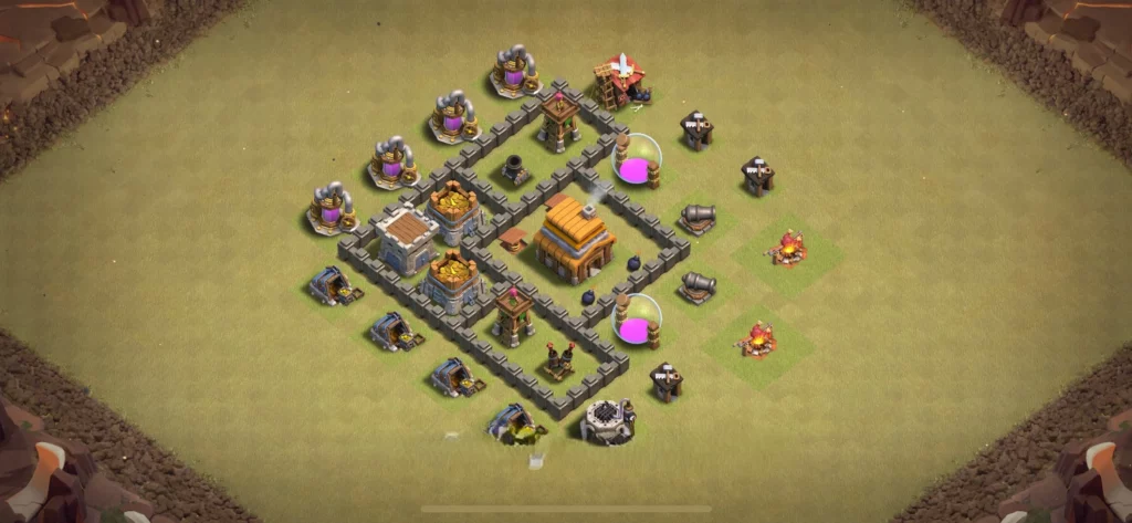 Clash of Clans 4. Seviye Köy Düzeni 2025 Güçlü Savunma Dizilişi 23 Clash of Clans 4. Seviye Köy Düzeni 2025 2