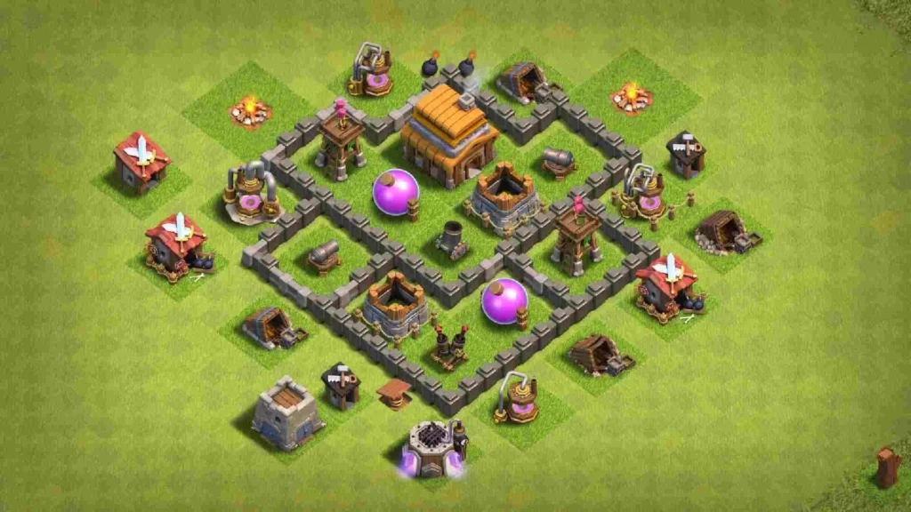 Clash of Clans 4. Seviye Köy Düzeni 2025 Güçlü Savunma Dizilişi 10 Clash of Clans 4. Seviye Köy Düzeni 2025 Güncel