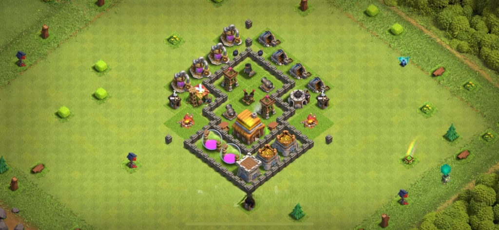 Clash of Clans 4. Seviye Köy Düzeni 2025 Güçlü Savunma Dizilişi 26 Clash of Clans 4. Seviye Köy Düzeni Hava savunma