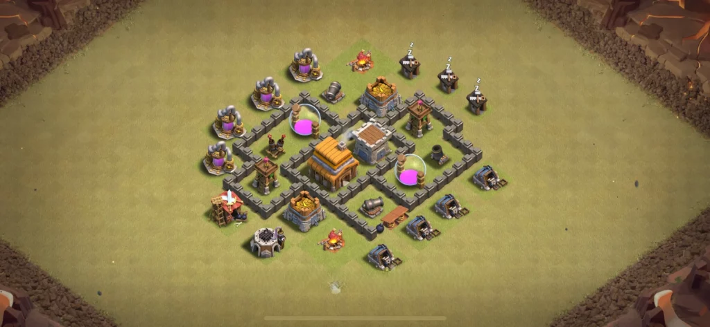 Clash of Clans 4. Seviye Köy Düzeni 2025 Güçlü Savunma Dizilişi 19 Clash of Clans 4. Seviye Köy Düzeni en iyi savunma