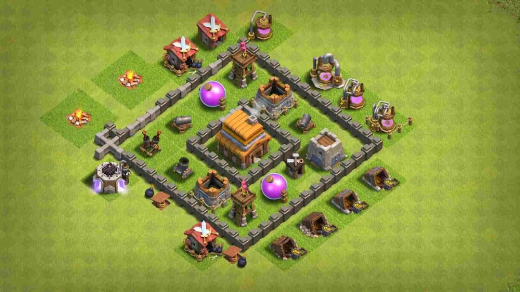 Clash of Clans 4. Seviye Köy Düzeni 2025 Güçlü Savunma Dizilişi 12 Clash of Clans 4. Seviye Köy Düzeni en iyi savunma
