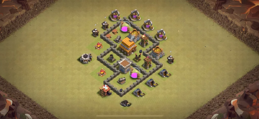 Clash of Clans 4. Seviye Köy Düzeni 2025 Güçlü Savunma Dizilişi 20 Clash of Clans 4. Seviye Köy Düzeni en iyisi