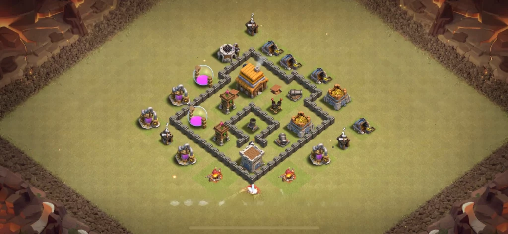 Clash of Clans 4. Seviye Köy Düzeni 2025 Güçlü Savunma Dizilişi 25 Clash of Clans Klan Savaşları 4. Seviye Belediye Binası