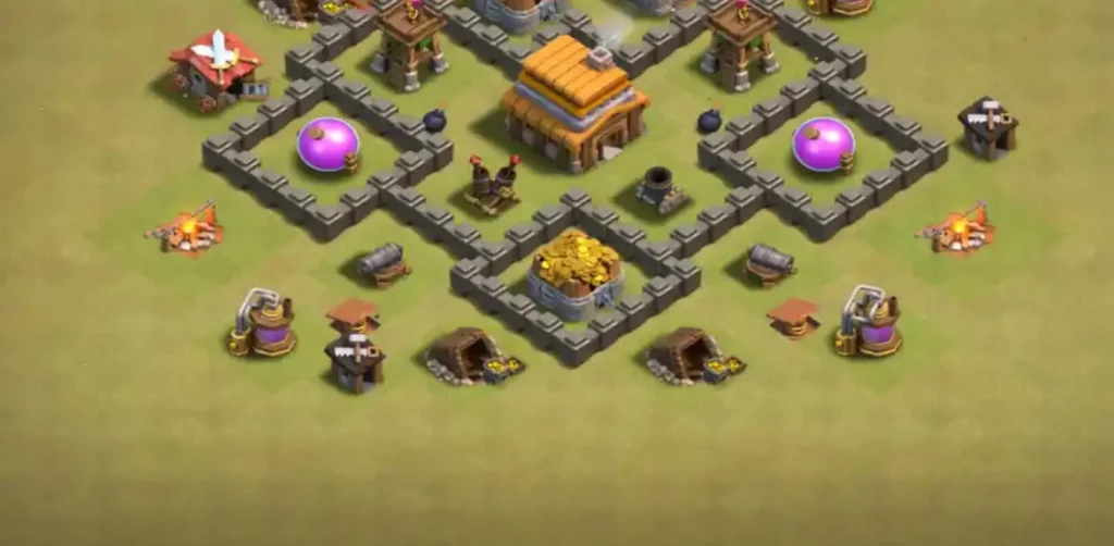 Clash of Clans 4. Seviye Köy Düzeni 2025 Güçlü Savunma Dizilişi 16 Clash of Clans Klan Savaşları 4. Seviye Belediye Binası