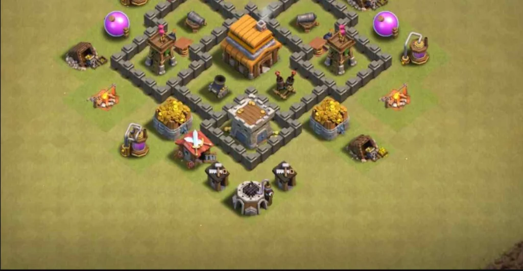 Clash of Clans 4. Seviye Köy Düzeni 2025 Güçlü Savunma Dizilişi 15 Clash of Clans Klan Savaşları 4. Seviye Köy Düzeni 2025 Güncel