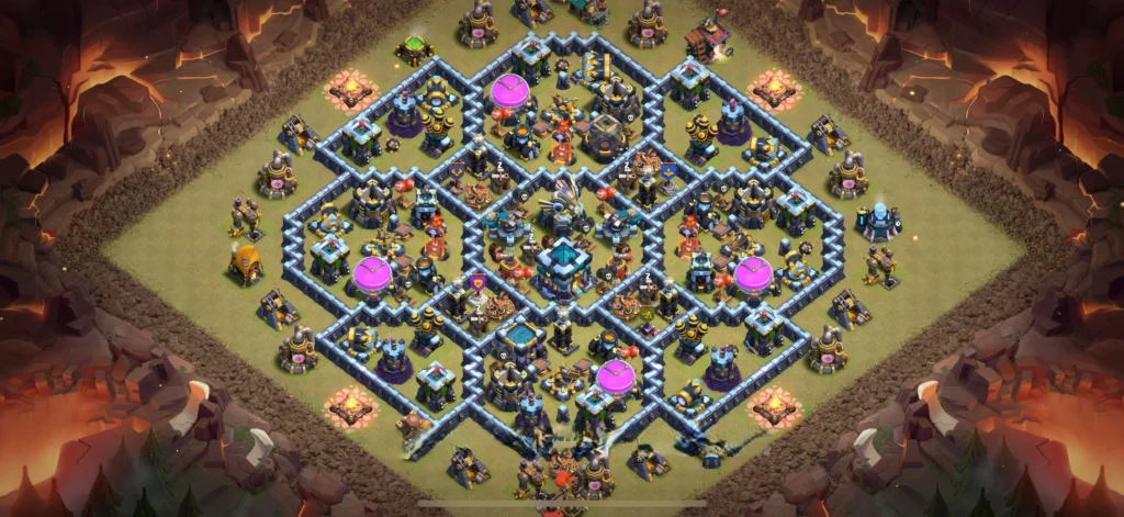 Clash of Clans 13. Seviye Köy Düzeni 2025 Şampiyonlar İçin Köy Tasarımı 24 Clash of Clans 13. Seviye Köy Düzeni Ejder Savunma