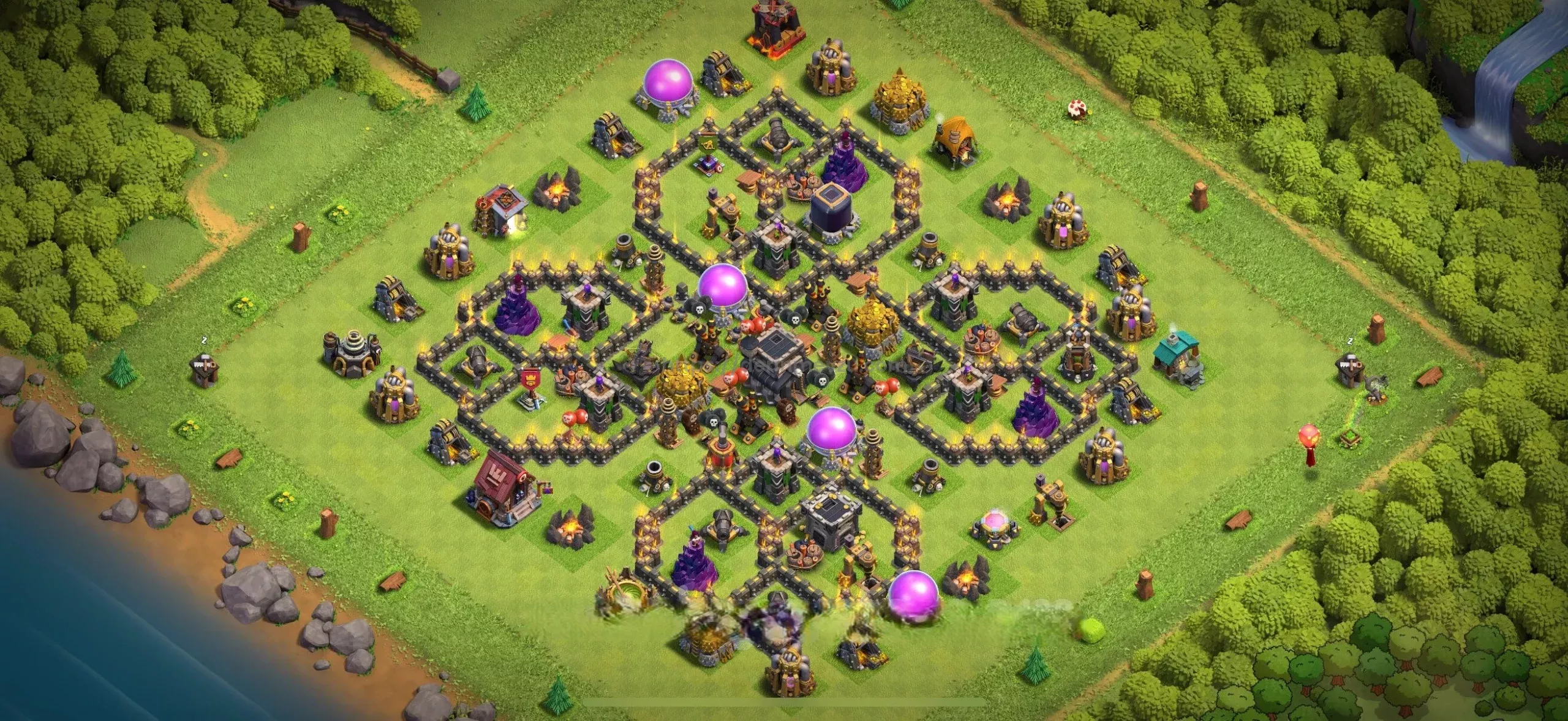 Clash of Clans Belediye 9 Anti Hava Savunma Köy Düzeni