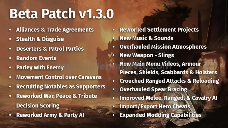 Mount & Blade II Bannerlord V1.3.0 Güncelleme Notları